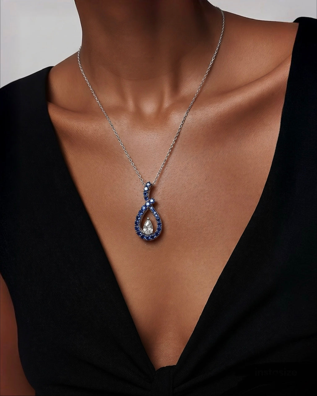 Blue & White Sapphire Necklace