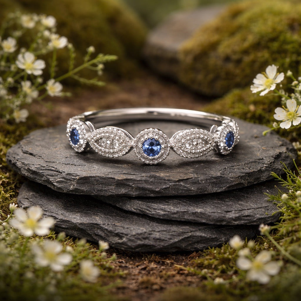 Diamond & Sapphire Stackable Ring