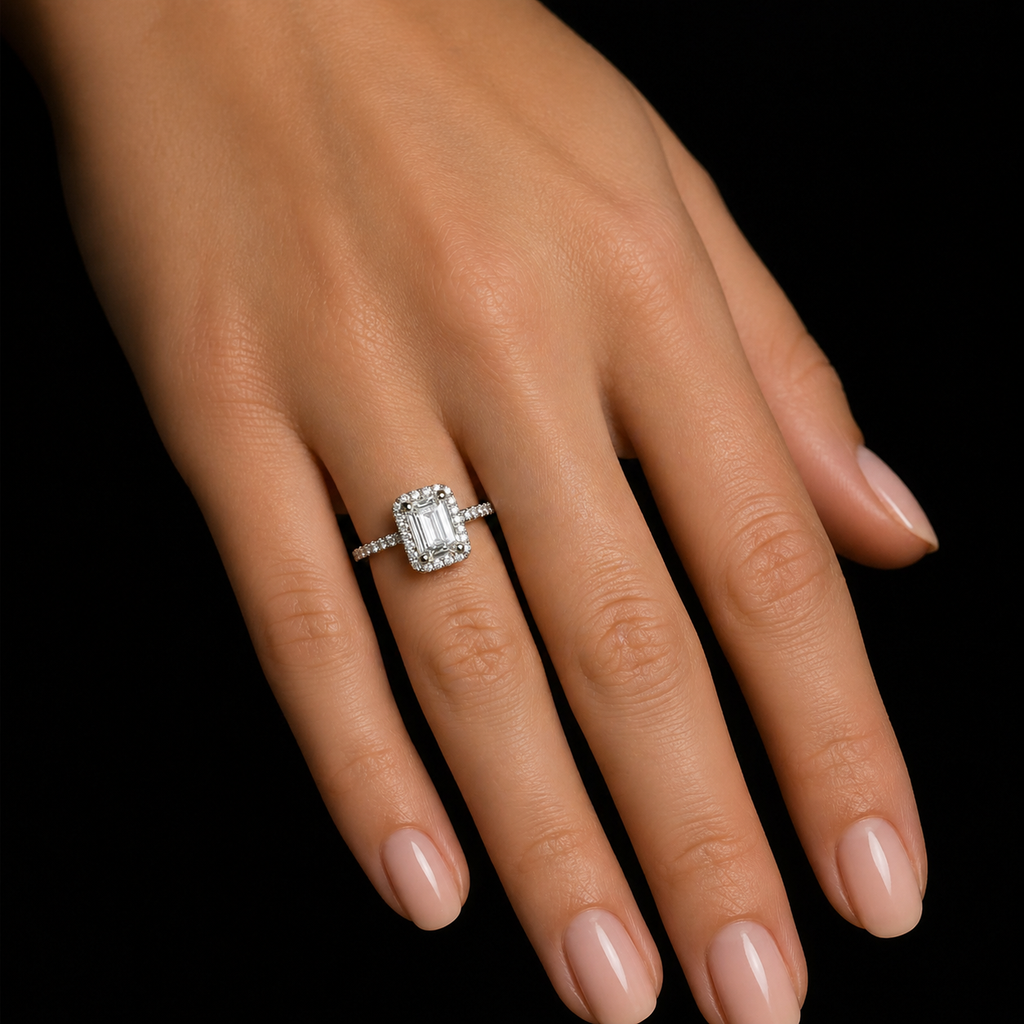 Emerald Natural Diamond Engagement Ring