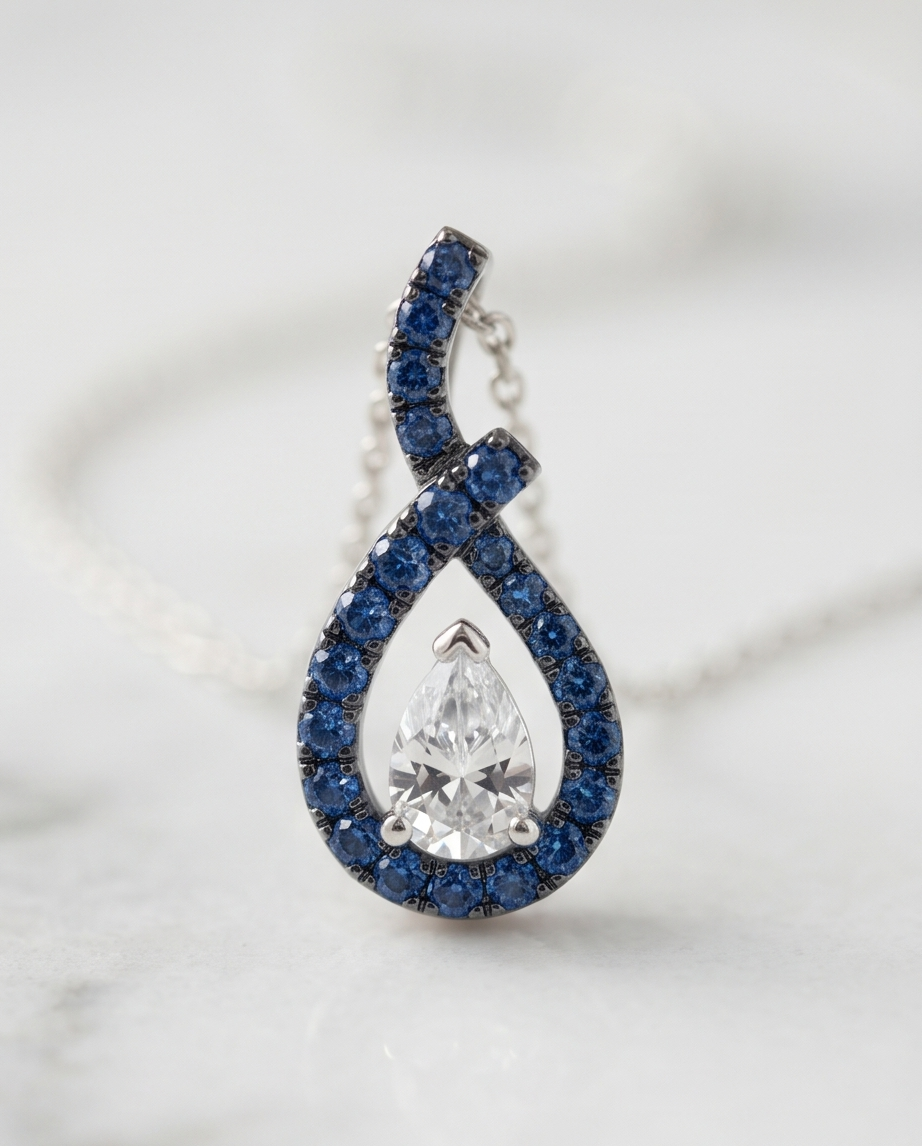 Blue & White Sapphire Necklace