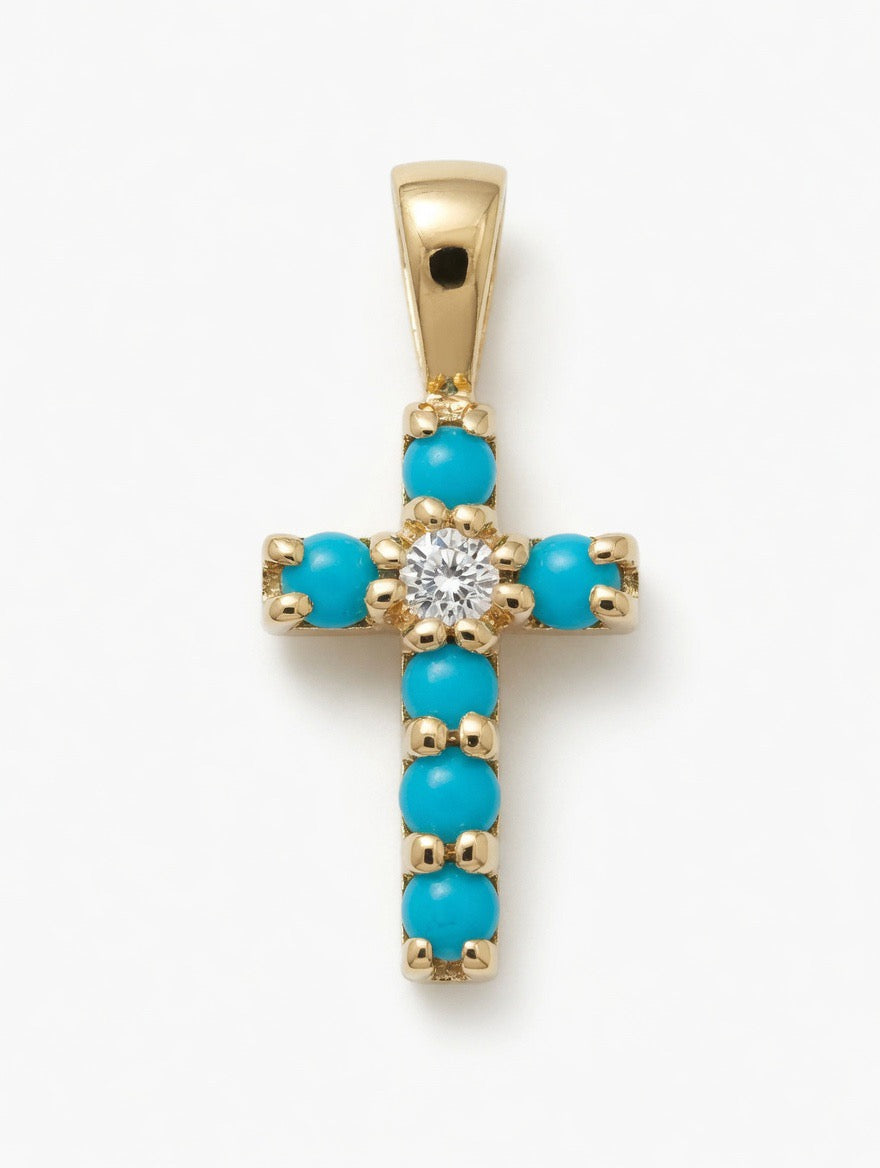 Turquoise Cross Charm￼