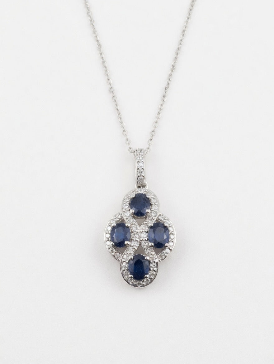 Sapphire Clover Shaped Necklace